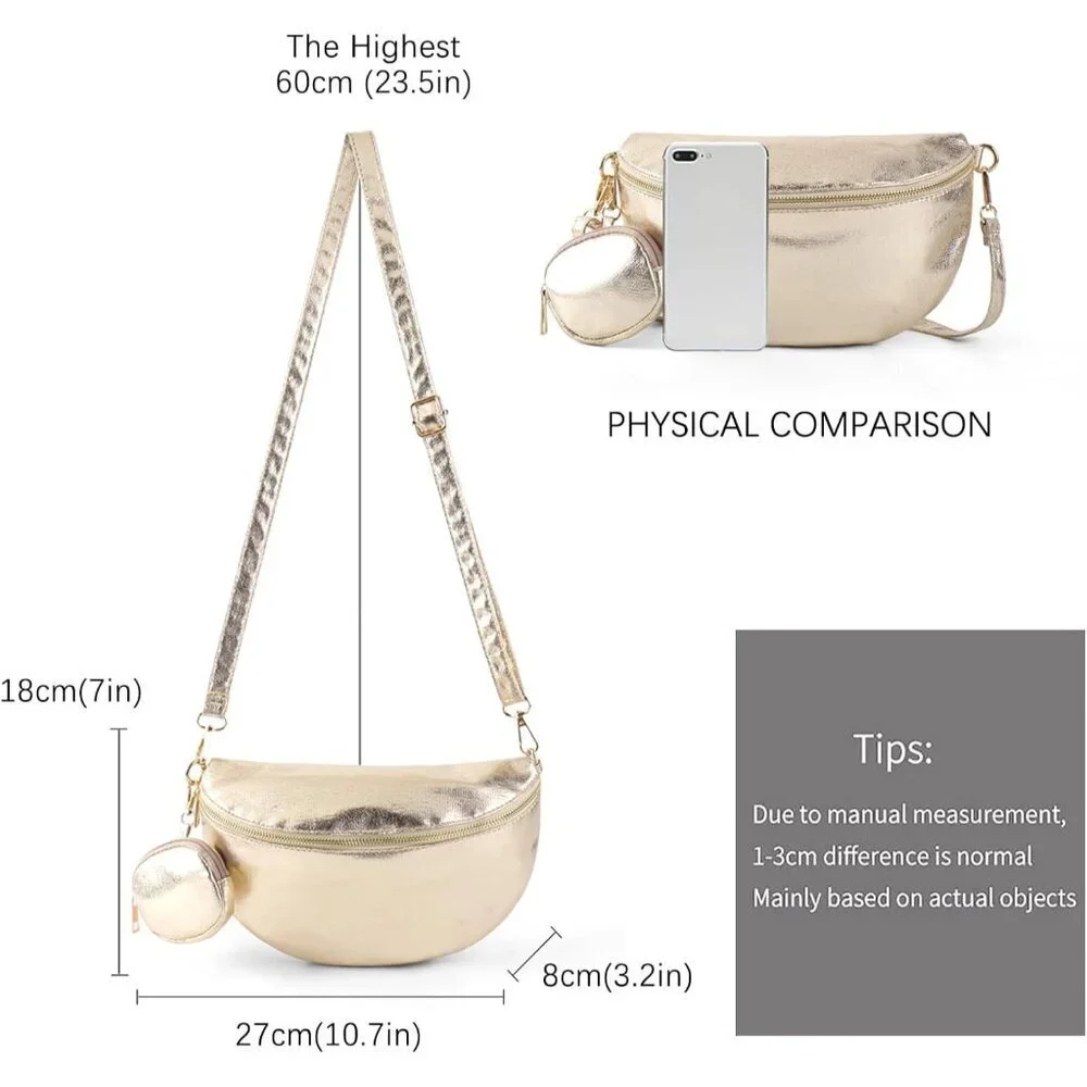 Women’s Leather Crossbody Bag Vegan Sling Purse Fanny Pack Casual Travel